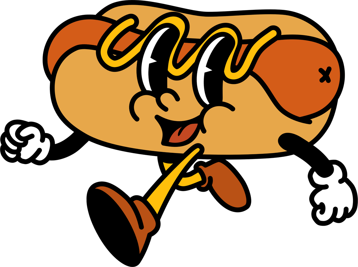 Retro Hot Dog Character Mascot